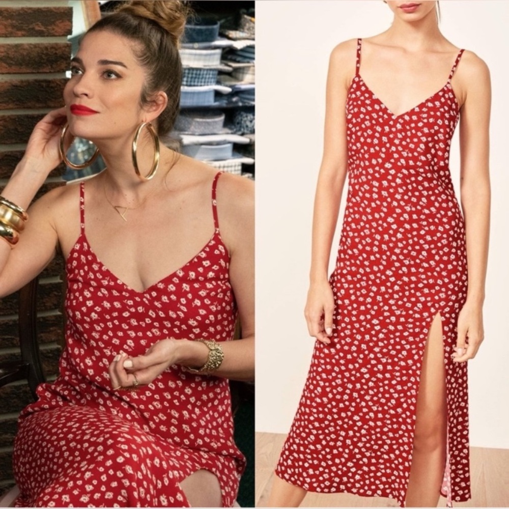 Reformation Red and White Floral Dress - Picture 9 of 10